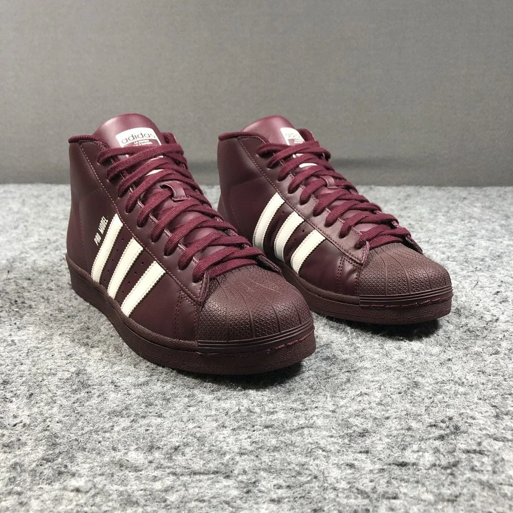 Adidas Pro Model Shoes Mens 8 Maroon Burgundy White High Top Sneakers B39370